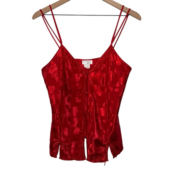 Cinema Etoile Tops - Vintage Silky Red Heart Lingerie Cami‎ Camisole